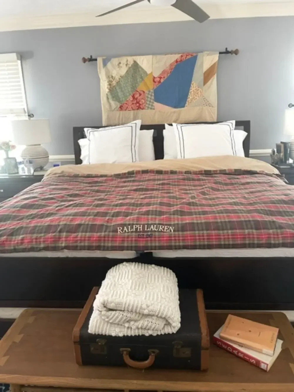 Ralph Lauren King Tartan Plaid Duvet Cover Comforter Set Embroidered Logo Cabin